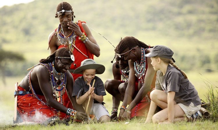 Maasai materials and fabrics with traditional patterns and designs